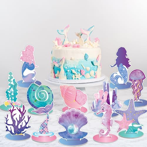 Zoiiwa Mermaid Birthday Decorations Little Mermaid Table Centerpiece Under The Sea Centerpiece 24 Pcs