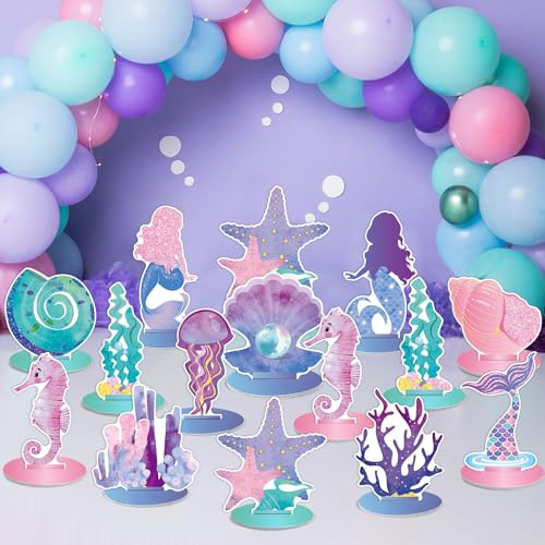 Zoiiwa Mermaid Birthday Decorations Little Mermaid Table Centerpiece Under The Sea Centerpiece 24 Pcs