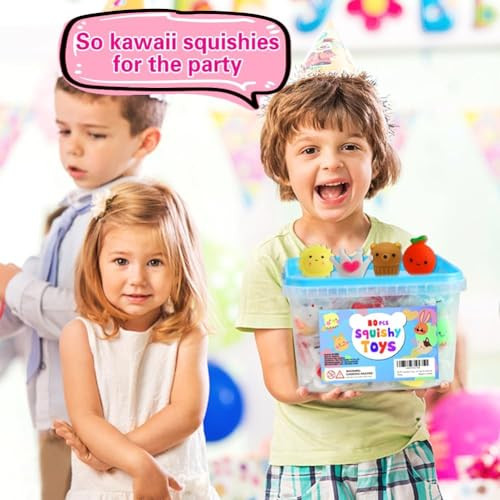 Spolux Party Favors For Kids 48 Kawaii Squishies Mochi Squishy Toy Bulk 80Pcs