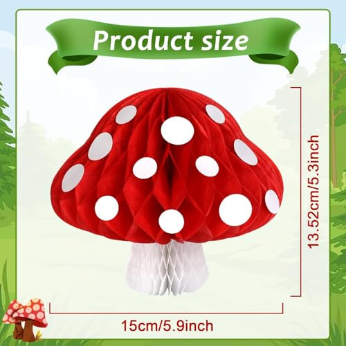 Zoiiwa Mushroom Party Decoration Mushrooms Honeycomb Centerpieces For Table Paper 3D Mushroom 10Pcs
