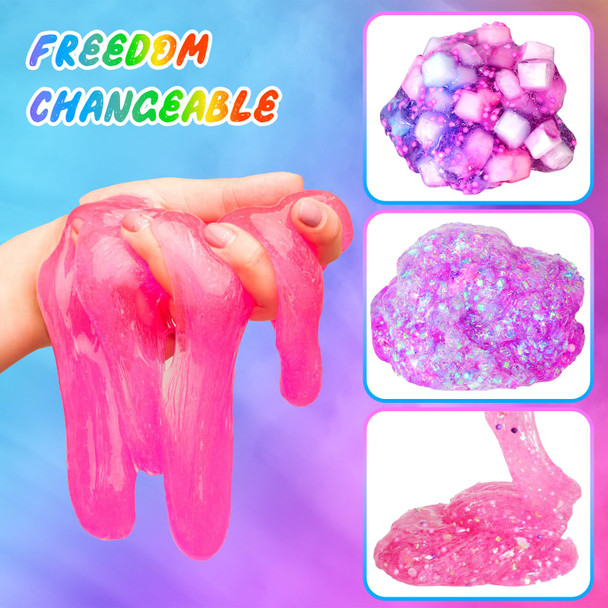 Inksbui Confetti Slime Kit Sparkling Glimmer Crunchy Foam Jelly Cubes Slime Stress