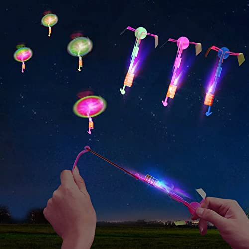 Lpvoqpth Led Flying Set 25 Slingshot+25 Glow Helicopter Flying Toy Outdoor Toys 25 Sets