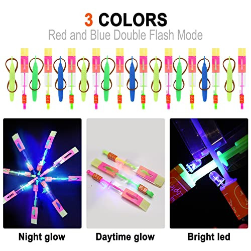 Lpvoqpth Led Flying Set 25 Slingshot+25 Glow Helicopter Flying Toy Outdoor Toys 25 Sets