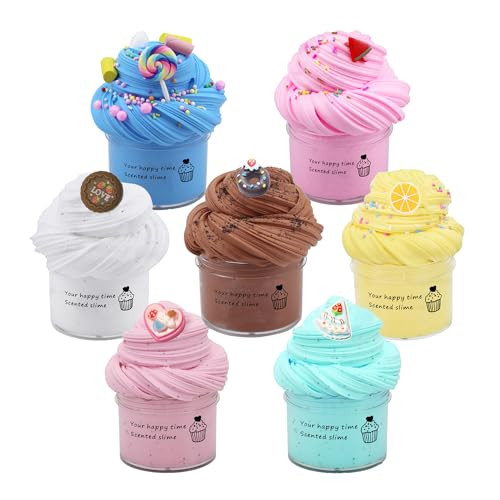 Zoneway Cake Butter Slime Kits Soft And NonSticky Slime Kit Party Favors 7 Pack