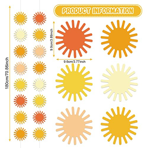 Zoiiwa Boho Sun Garland First Trip Around The Sun Party Decorations Muted 12 Pcs