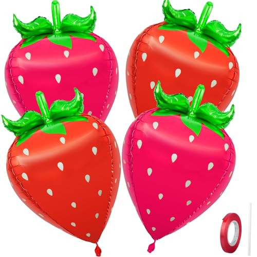 Xjyxqf 28'strawberry Balloons 4Pcs Red