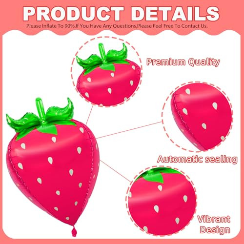 Xjyxqf 28'strawberry Balloons 4Pcs Red