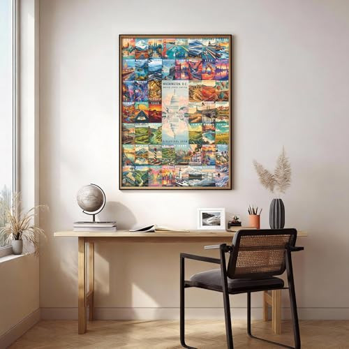 Pickinjoy 50 States and Washington D.C. Jigsaw Puzzles For Adults United States 1000 Pieces