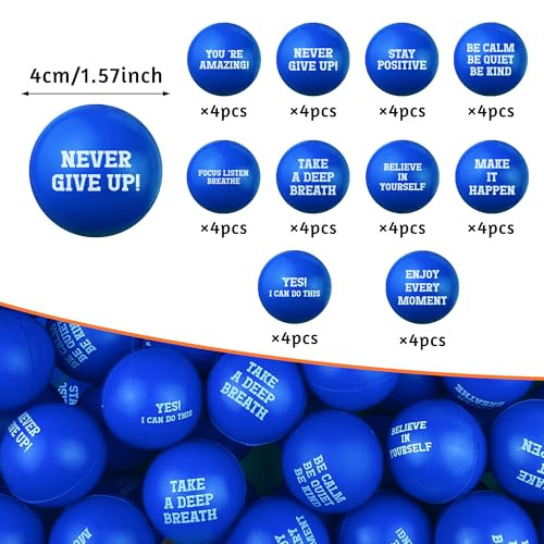 Xipegpa Foam Motivational Stress Relief Ball With Motivational Language (Blue Round 40Pcs Blue