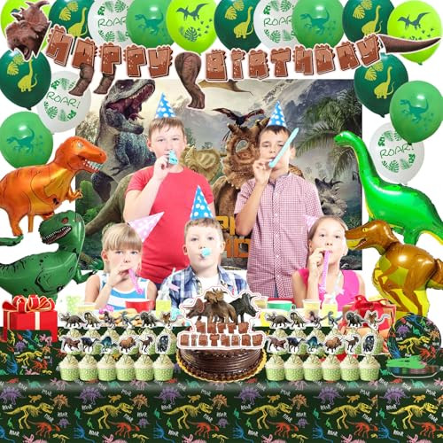 Fire Rose Dinosaur Birthday Party Supplies Dinosaur Style Decorations Include Backdrop Tablecloth Banners