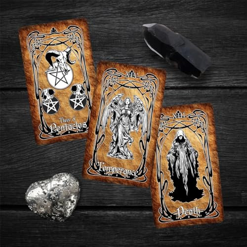 Zhqgyn Gothic Tarot Deck Major And Minor Arcana Vintage Black And White Black