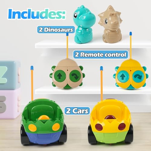 Insfun Remote Control Dinosaur Car Toys For Toddler Kids 2Pack