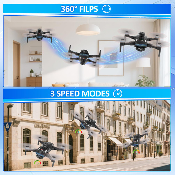 Mgfdget Mini Drone With 4K Dual CamerasOne Key Take Off/LandingBrushless MotorAltitude Hold