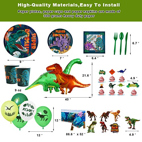 Vinfo Dinosaur Birthday Party Supplies Kit For Boys Dinosaur Party Decorations20 GuestInclude