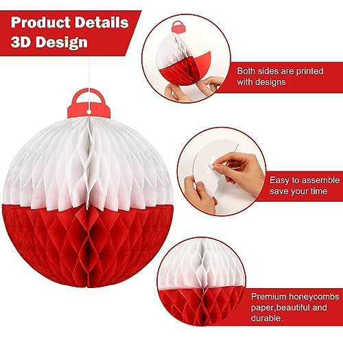 Zoiiwa Gone Fishing Honeycomb Ball Decorations Centerpieces For Tables Bobber Paper Hanging 10Pcs