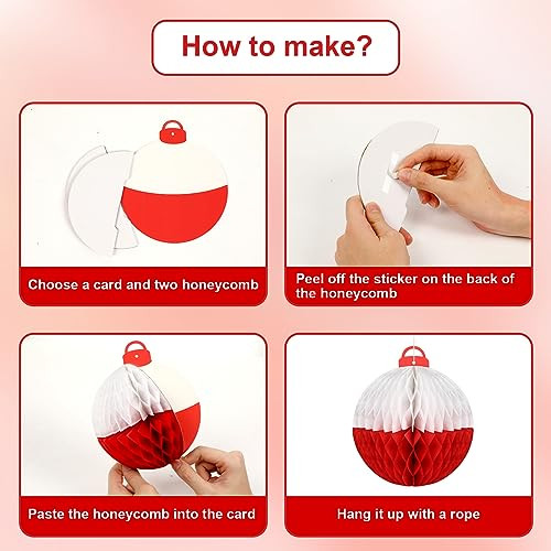 Zoiiwa Gone Fishing Honeycomb Ball Decorations Centerpieces For Tables Bobber Paper Hanging 10Pcs