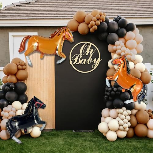 Xipegpa Western Party Horse Balloons Cowboy Decoration Kit Farm Cowboy Foil Latex 143 Pcs