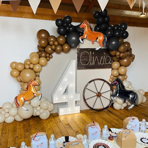 Xipegpa Western Party Horse Balloons Cowboy Decoration Kit Farm Cowboy Foil Latex 143 Pcs
