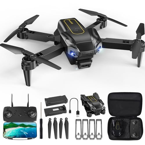 Qiduhuqi Drone With 1080P Camera Christmas Mini Foldable Drone For Adults And Black