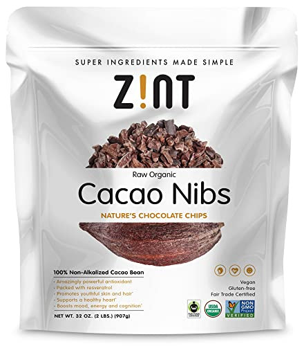 Zint Organic Cacao Nibs : Fair Trade PaleoCertified Organic Non Gmo Anti 32 Oz
