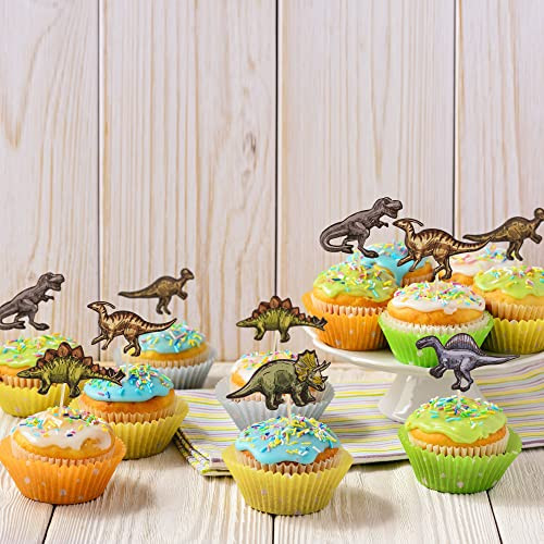Ephlyn Dinosaur Cupcake Toppers Roar Dinosaur Cupcake Picks Dino Cake Decorations For 36Pcs