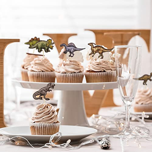 Ephlyn Dinosaur Cupcake Toppers Roar Dinosaur Cupcake Picks Dino Cake Decorations For 36Pcs