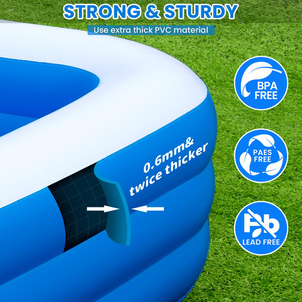 Cinlinso Inflatable Swimming Pool For Family 130 X 72 X 22 Large