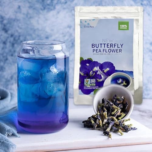 Vrisnaro Butterfly Pea Flowers Dried Butterfly Pea Flower Herbal Tea Natural Coloring 3.53Oz