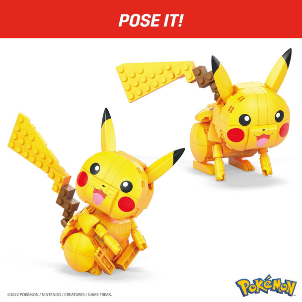 Mega Brands Pok'mon Building Toys Set Build and Show Pikachu With Articulated And 4 Inches 205 Pieces