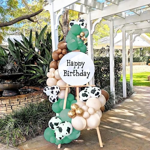 Xipegpa Green Cow Balloons Arch Garland Kit Cow Party Decorations For Baby 158 Pcs Green