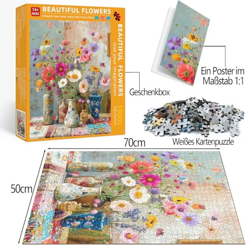 77Iiaii Puzzles For Adults Flowers Puzzle Puzzle For Adults Suitable For Home 27.5 1000 Pieces