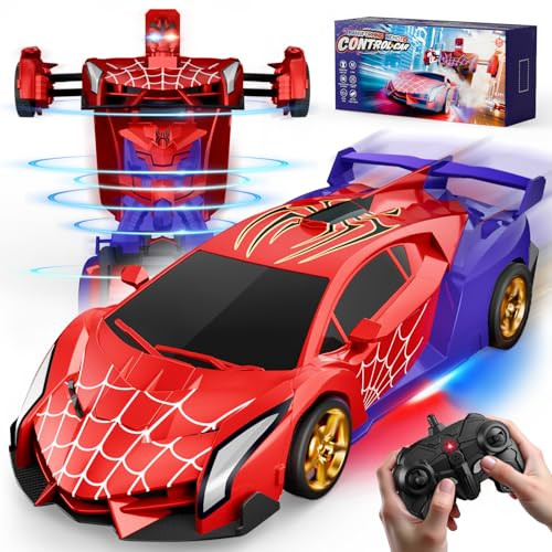 Tikafony Spider Transform Rc Cars Toys With Eye and Underbody Lights 2.4Ghz