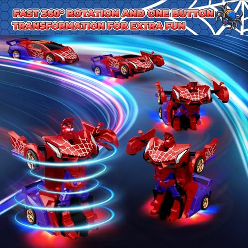 Tikafony Spider Transform Rc Cars Toys With Eye and Underbody Lights 2.4Ghz