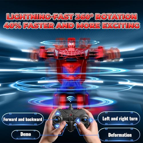 Tikafony Spider Transform Rc Cars Toys With Eye and Underbody Lights 2.4Ghz