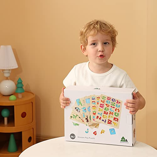 Gr Grinnnie Wooden Peg Puzzle For Toddlers Toddler Puzzles Set For 3 4 6 Pack