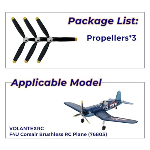 Rckuler 3Blade Propeller Compatible With Volantexrc Brushless F4U Corsair Rc Plane Spare 500Mm 3 Pcs