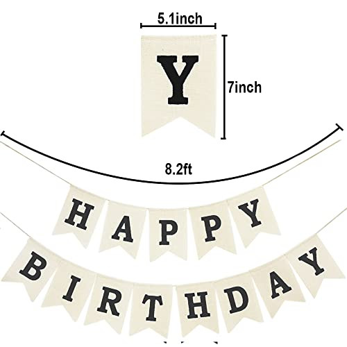 Crownos Burlap Happy Birthday Banner Assembled Reusable Black Happy Birthday Sign For Black