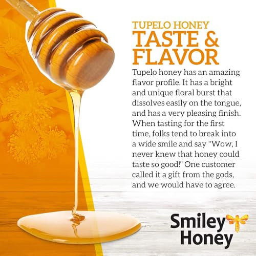B1 Honey Smiley Honey 100% Tupelo Honey Straws Raw Pure And Unfiltered Honey 25 Count