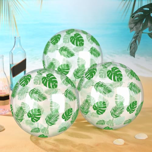 Vertintong Tropical Inflatable Beach Balls Transparent Palm Leaves Ball Bachelorette Party Decorations 12 Inch 24 Pcs
