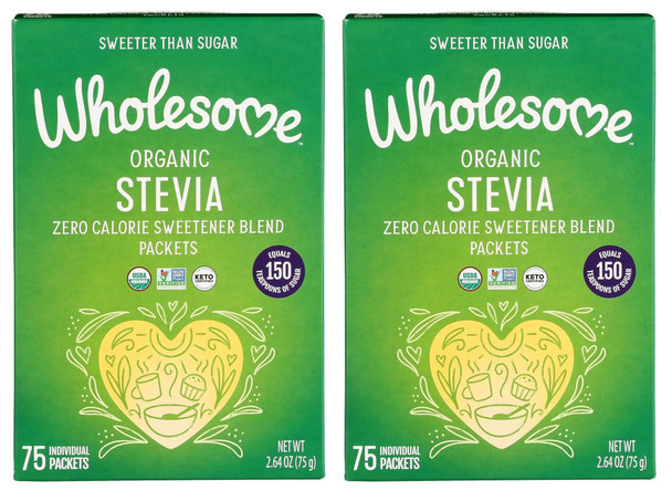 Wholesome Organic Stevia Zero Calorie Sweetener Blend Non Gmo and Gluten 1 G Pack Of 75