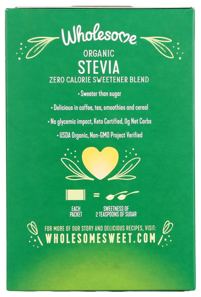 Wholesome Organic Stevia Zero Calorie Sweetener Blend Non Gmo and Gluten 1 G Pack Of 75