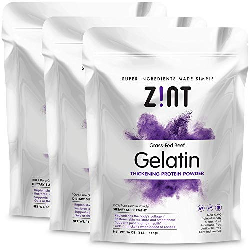 Zint Beef Gelatin Powder Pack Of 3): Unflavored KetoCertified PaleoFriendly Protein For 16 Oz Pack Of 3