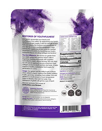 Zint Beef Gelatin Powder Pack Of 3): Unflavored KetoCertified PaleoFriendly Protein For 16 Oz Pack Of 3