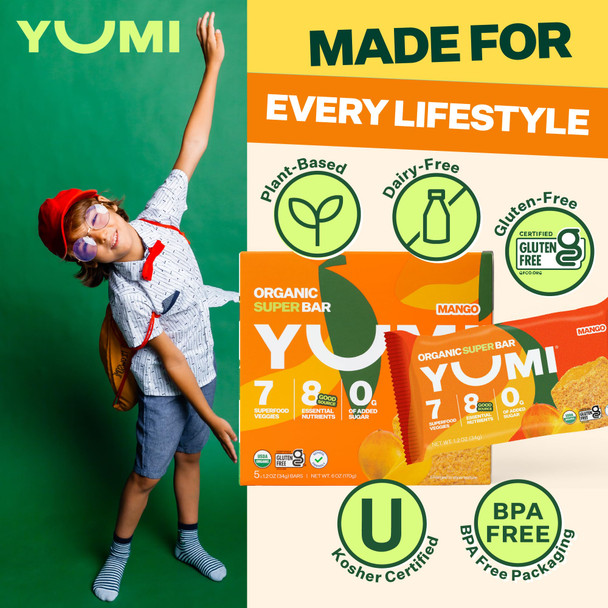 Yumi Organic Breakfast Superbar GlutenFree No Added Sugar 7+ Vegetables SoftBaked Crust 30Ct