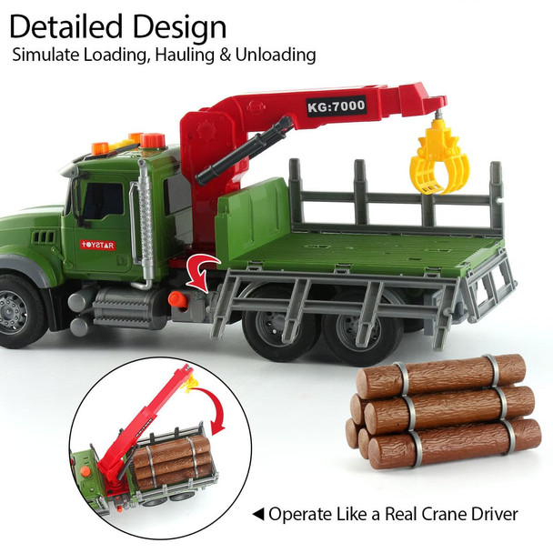 Wenbeier Farm Truck Toy For Kids 15 Large Timber Truck With Loading
