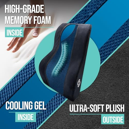 Samsonite Memory Foam Lumbar Support Pillow Ergonomic Back Cushion For Office Chair Black