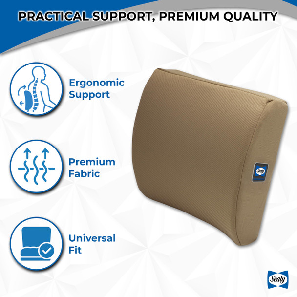 Sealy Memory Foam Lumbar Support Pillow Brown