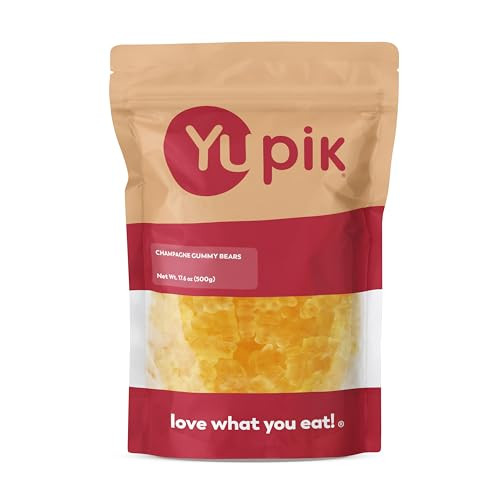 Yupik Champagne Gummy Bears Soft and Chewy Candy Infused With 2% Champagne 17.6 Oz 1.10 Lb
