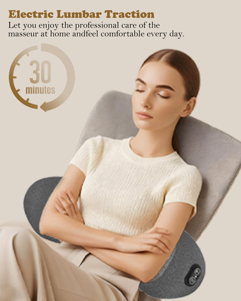Lkyevco Spine Triple Fusion Back MassagerSmooth Lumbar Support Pillow With Heat Vibration