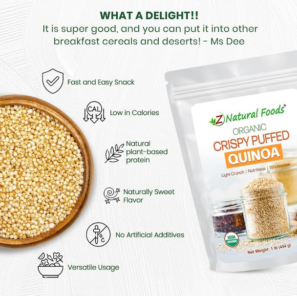 Z Natural Foods Organic Crispy Puffed Quinoa 1 Lb